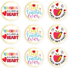 WhatSign 36Pcs Thank You Teacher Stickers Labels 1.5" Teacher Appreciation Gifts Tags Apple Stickers Best Teacher Ever Labels Stickers for Envelope Seal Cards Boxes Gift Wrap Party Favors Decorations