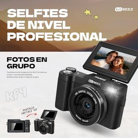 Cámara Digital 5K, Cámara de Vlogging Vintage 5K UHD con Zoom de 18X, 3'' 180°Flip Pantalla, Flash Retráctil, Cámara Portátil de Viajes con Tarjeta 32