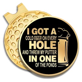 GEYGIE I Got A Cold on Every Hole Black Gold Golf Ball Marker with Magnetic Hat Clip, Golf Accessories for Men Women, Golf Gifts for Men Women Golfer, Birthday Retirement Gifts for Dad Papa Golf Fan
