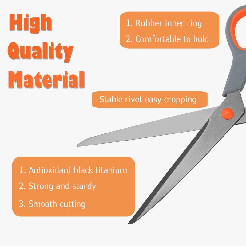 JIEYUCHU Stainless Steel Scissors, Titanium Non-Stick, High-Quality Scissors with Ergonomic