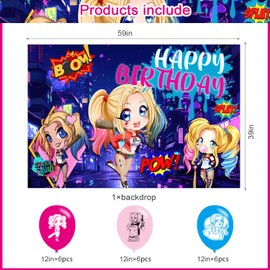 Joker Girl Birthday Party Supplies Backdrop 5x3 Scary Queen Boys Kids Happy Birthday Background Photography Joker Girl Party Decorations Banner Photo Booth Props