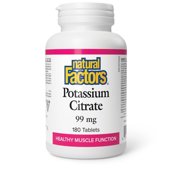 Natural Factors Potassium Citrate 99 mg 180 Tablets, Healthy Muscle