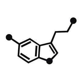 Applicable Pun Serotonin Seratonin - Happiness - Central Nervous System - Chemical Compound Skeletal Formula - Vinyl Decal - Black 11 Inches Wide