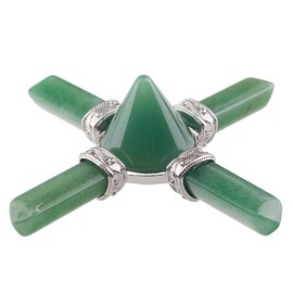 KYEYGWO Green Aventurine Energy Pyramid Gemstone with Four Direction Points, Reiki Healing Crystal Point Pyramid Healing Stone Feng Shui Decoration for Chakra Balancing, Meditation, Crystal Therapy