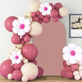 SINSSOWL 7.2 FT Arch Backdrop Cover Spandex Arch Cover Fitted Wedding Arch Backdrop Fabric Cover for Reception Bridal Shower Birthday Party Gender Reveal Backdrop Decoration (Dusty Rose)