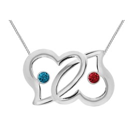 Tuscany Silver Women's Sterling Silver Blue and Red Cubic Zirconia Two Linked Heart Pendant Curb Chain Necklace of Length 46 cm/18 Inch