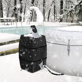 Bitubi Hot Tub Spa Heater Pump Winter Cover, Waterproof Heavy Duty Hot Tub Insulated Pump Cover with Plush Lining for Most Inflatable Hot Tub Spa Heater Pump on Market (Black,Cover only)