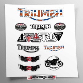 Stickersland | Sticker Set Compatible with Triumph Frame Fairings (White Background) | Personal, Private and Decorative Use | Motorcycle Frame Trim Stickers