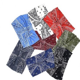 [THD729] Paisley Print Sports Sweat-Absorbing Headband for Running, Hiking, Biking Headband Red 2ea