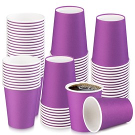 BUOKKON 100 Pack 8 oz/240ml Paper Cups, Disposable Paper Cups, 8 oz Coffee Cups for Hot and Cold Drinks, Purple Paper Cups Suitable for Parties, Offices and Outdoor Events