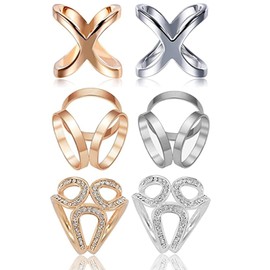 XHBTS 6 pcs Women's Elegant X Shape Silk Scarf Clip Ring Crystal Rhinestone Scarves Clip Buckle Holder for Wedding Party Silver Rose Gold