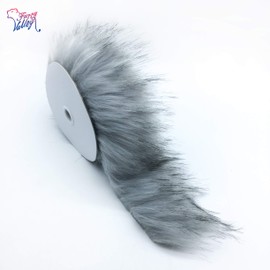 Furryvalley Faux Fur Trim Raccon Fox Fur Ribbon Craft Furry Stripe for Slippers Slides Fringe 2 Yards (Light Gray)