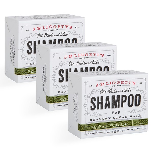 J·R·LIGGETT'S All-Natural Shampoo Bar, Herbal Formula - Free, Set of 3, 3.5 Ounce Bar