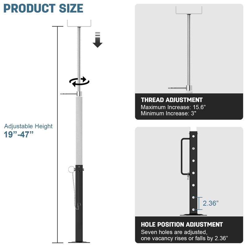 RV Slide Out Support Jacks Adjustable from 19'' to 47'',