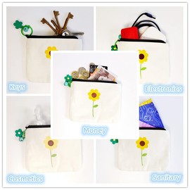 NUTFORD 12OZ Canvas Purse Pouch Cotton Linen for Coins, Cosmetic Accessories, Electrical Accessories, Multi-Purpose (Light Grey)