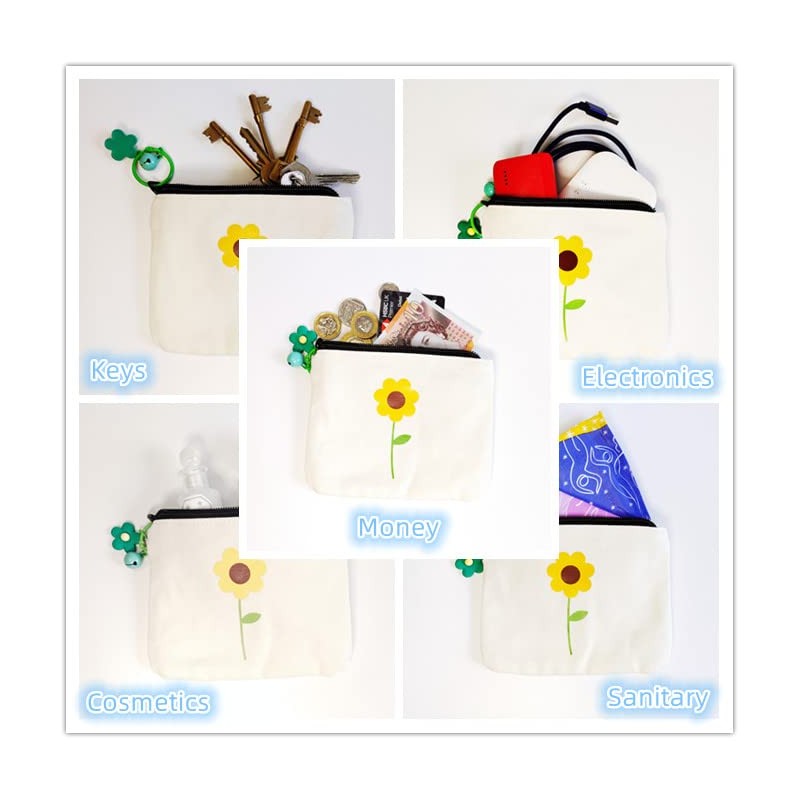 NUTFORD 12OZ Canvas Purse Pouch Cotton Linen for Coins, Cosmetic