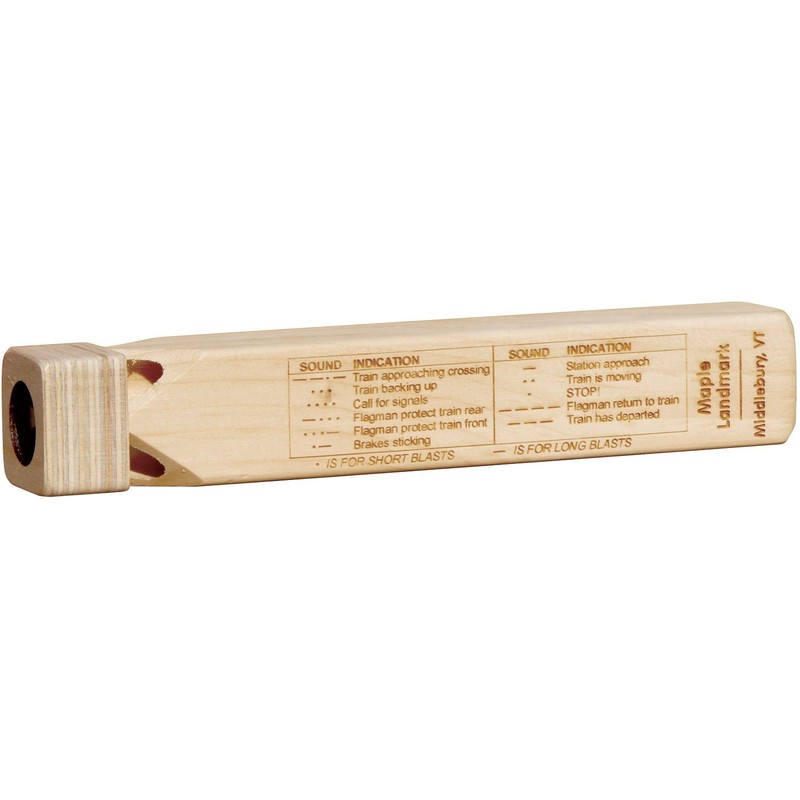 Maple Landmark Wooden Train Whistle with Blast Chart - Made