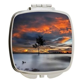 Island Gifting - Image of Beautiful Water Sunset in Macedonia Scenery - Square Compact Mirror - Travel Mirror