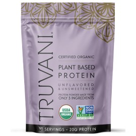 Truvani Vegan Pea Protein Powder | Unflavored | 20g Organic Plant Based Protein | 10 Servings | Keto | Gluten & Dairy Free | Low Carb | No Added Sugar