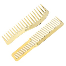 Comb Set, Fine and Wide Tooth Hair Cutting Comb for Hairdressing Salon,professional Shaping & Wet Pick Barber Brush Tools, Suitable for Professional Barber Shops(gold)