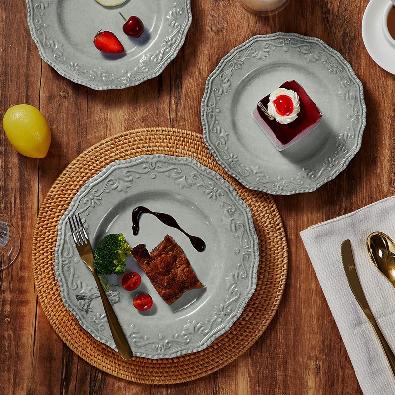 TP 12-Piece Dinnerware Set, Melamine Dishes Set with Bowls and