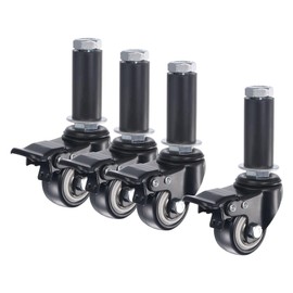 uxcell Swivel Expanding Stem Caster with Brake 1.5" Diameter Fit 7/8" ID Tube Pipe Legs 88Lbs Load Capacity, for Kitchen Prep Tables, PVC, Pack of 4