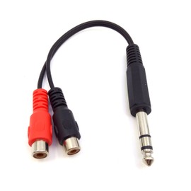 6.35mm to 2 RCA Cable,Qaoquda 6.35mm 1/4 inch TRS Stereo Jack Male to Dual RCA Female Plug Y Splitter Adapter Cable - 8 Inch(635M-2RCAF)