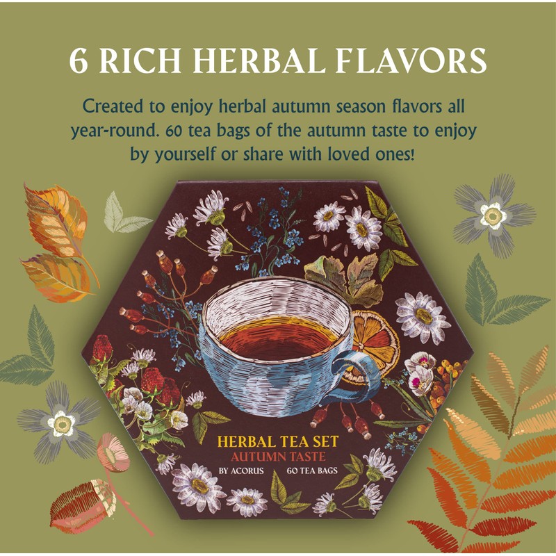 ACORUS Autumn Taste Tea Set, Natural Herbal Tea Variety Pack,