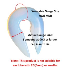 YOFANST Opalite Large Keyhole Stone Large Keyhole Stone Ear Stretchers Wearable Gauge Size 0g