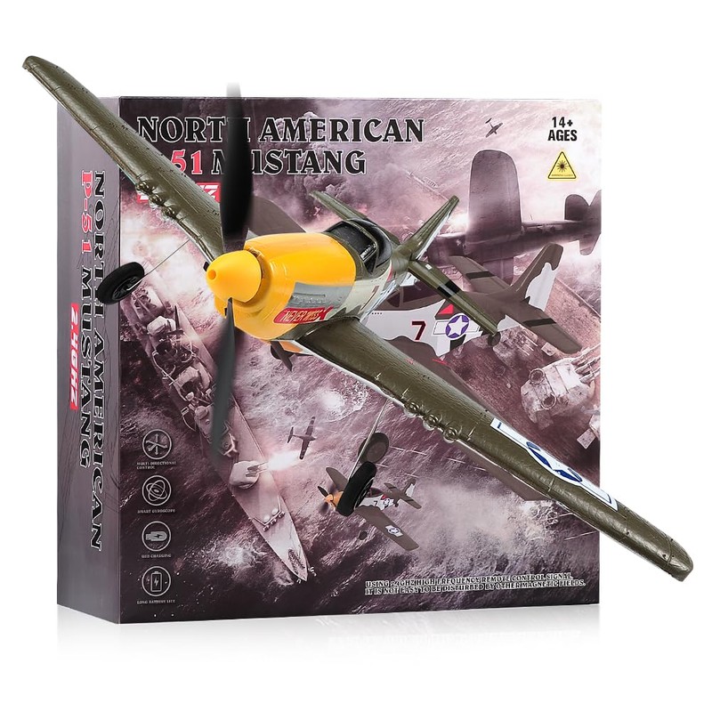ANTSIR P51 RC Plane for Adults Kids, 4 Channel Remote