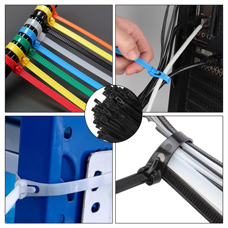 Aroono 100 PCS 8 Inch Reusable Zip Ties Black –