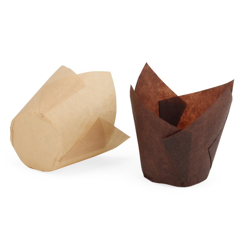 JAPCHET 400 PCS Brown and Coffee Tulip Baking Paper Cups,
