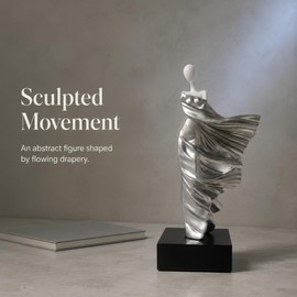 Silver Flowing Dress Abstract Woman Resin Statue