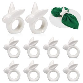 Peacoblue 8PCS Easter Rabbit Napkin Rings, Bunny Table Decor for Spring