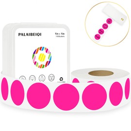 PALAIBEIQI 1 Inch Round Thermal Sticker Labels,Color Dot Stickers,Label Stickers,Waterproof,Oil Proof,for Thermal Printers,DIY,Office,Retail,Home and Warehouse Organization(Fluorescent Pink,1000 Pcs)