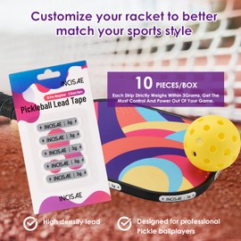 Incisae Pickleball Paddle Lead Tape Strip Weights | 10 Pre Cut 3g Strips for Improved Power, Spin, Sweet-Spot, and Head Weight (Silver-13)