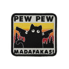 PEW PEW MADAFAKAS Katz Aufnäher Moral Patches Klett Stickerei Taktische Klettverschluss Für Kleidung Rucksack Baseballkappe Uniform Weste Hundegeschirr