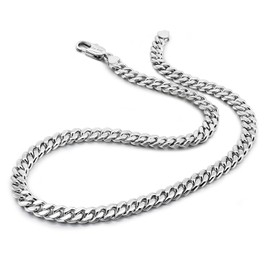 Dankadi Men Italian 925 Sterling Silver Necklace 8-10-12MM Solid Miami Cuban Link Chain 18 "20" 22 "24" 26" 28 "30 "Man Women Jewelry Gift (16 inch, 8MM Silver Smooth)