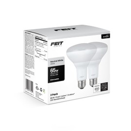 Feit Electric BR30 LED Flood Light Bulb, 65W Equivalent, Dimmable, 650 Lumens, 3500K Neutral White, E26 Base, 11,000-Hour Lifespan, Track & Landscape Lighting, BR30DM65/835/10KLED2, 2-Pack