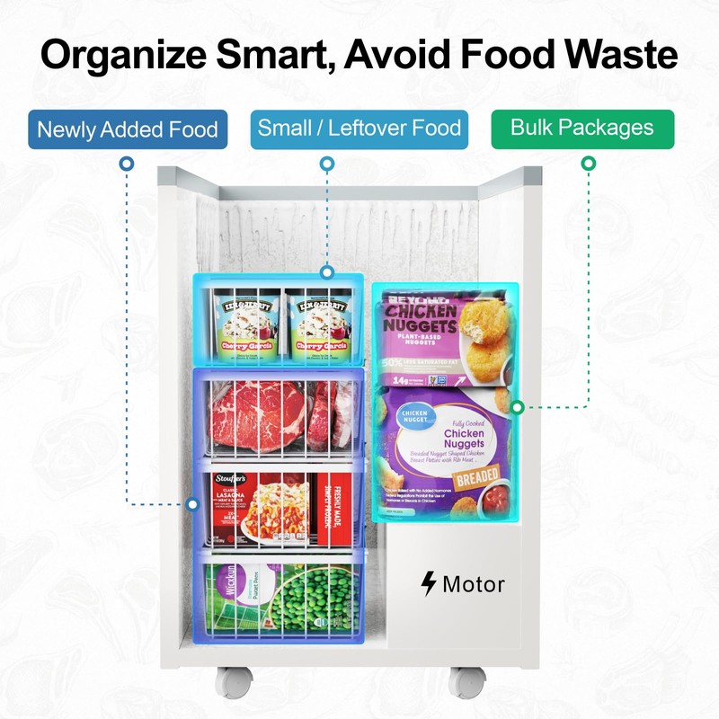 iSPECLE Chest Freezer Organizer Bins - 8 Pack Stackable Freezer