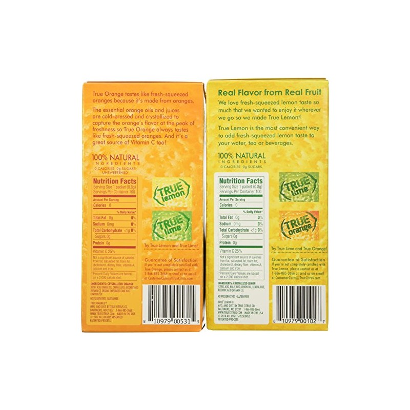 True Lemon and True Orange Dispenser Packets 100ct (2pk Variety)