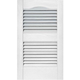 15 x 60-In. White Louvered Shutters, Pair