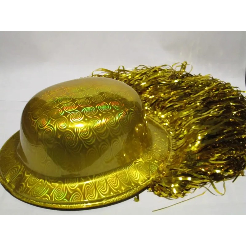 24 Sombrero Bombin Peluca Metalica Color Fiesta Glow Color