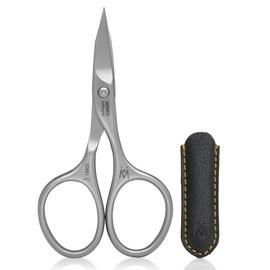 GERMANIKURE Nail and Cuticle Scissors - FINOX Stainless Steel Professional nail scissors for nail tips - nail scissors curved Manicure Tools in Leather Case - Ethically Made in Solingen Germany - 4702