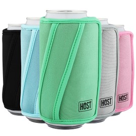 HOST Insta-Chill Slim Can Cooler Flexible Freezable Gel and Ice Pack for 12oz Slim Cans, Green