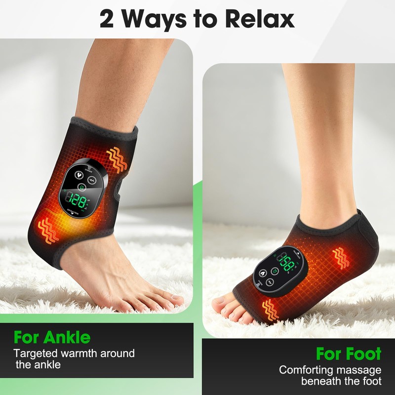 2Pcs Cordless Foot and Ankle Massager for Pain Relief, Rechargeable