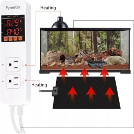 Pymeter 2 in 1 Digital Temperature Controller Dual Outlet Heat Mat Thermostat Reptile...