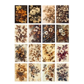 Decoupage Paper Pack (35 Sheets 6"x8") Autumn Blooms: Richly Detailed Botanical Illustrations Featuring Delicate Flowers and Berries, Set in Warm, Vintage Sepia Tones FLONZ Vintage
