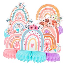 Mobestech 7pcs Rainbow Honeycomb Decor Bohemia Table Centerpieces for Birthday Party Supplies Honeycomb Decoration for Joyful Celebrations and Unforgettable Moments