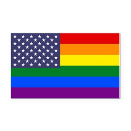 CafePress Rainbow American Flag Rectangle Car Bumper Magnet